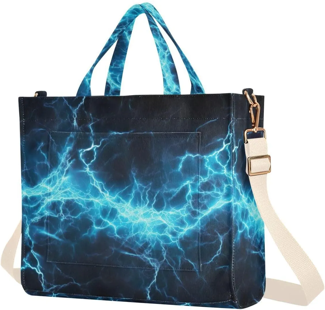 Spark Texture Blue Tote Bag for Women Large Capacity Handbag Portable Work Handbag Shoulder Bag for Beach, Shopping, Travel