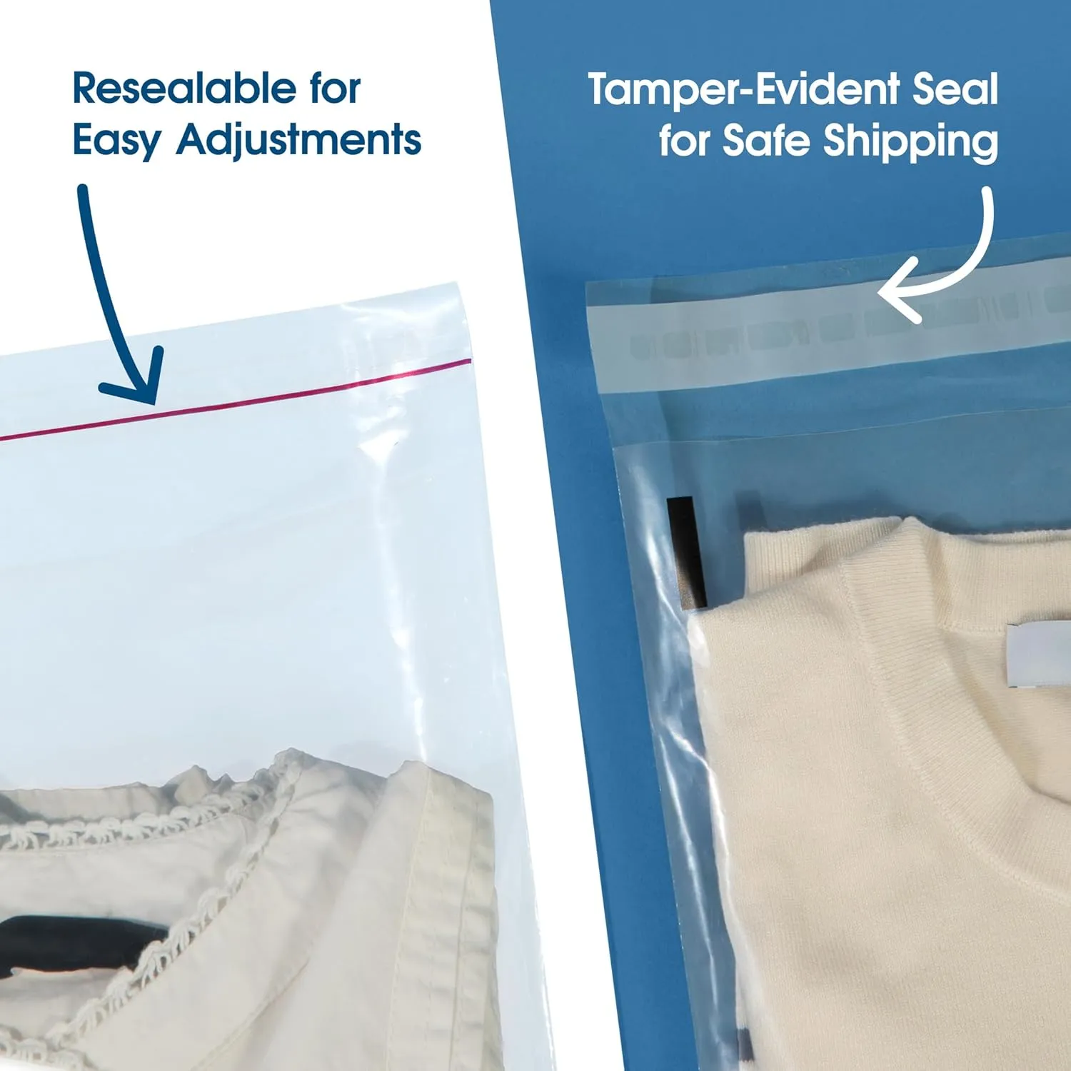 Spartan Industrial - 11” X 14” (100 Count) Self Seal Clear Poly Bags with Suffocation Warning for Packaging, T Shirts & Shipping - Resealable Glue