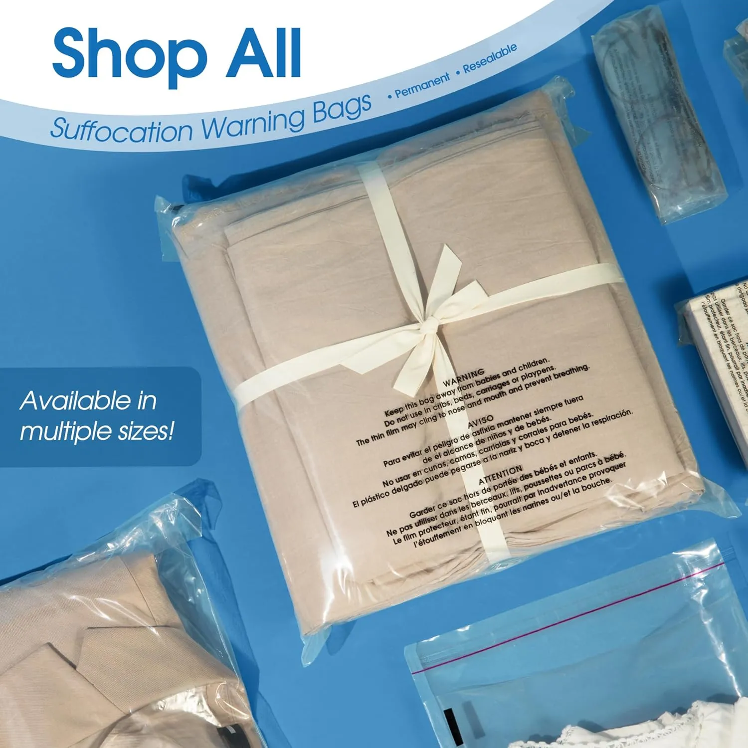 Spartan Industrial - 18" X 24" (250 Count) Self Seal Clear Poly Bags with Suffocation Warning for Packaging, Shipping & FBA - Permanent Adhesive
