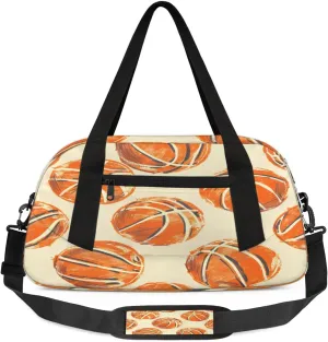 Sport Duffel Bag Basketballs Printed Kids Gym Bag Weekender Overnight Bags for Boys Girls Teens Carry On Workout Travel Bag