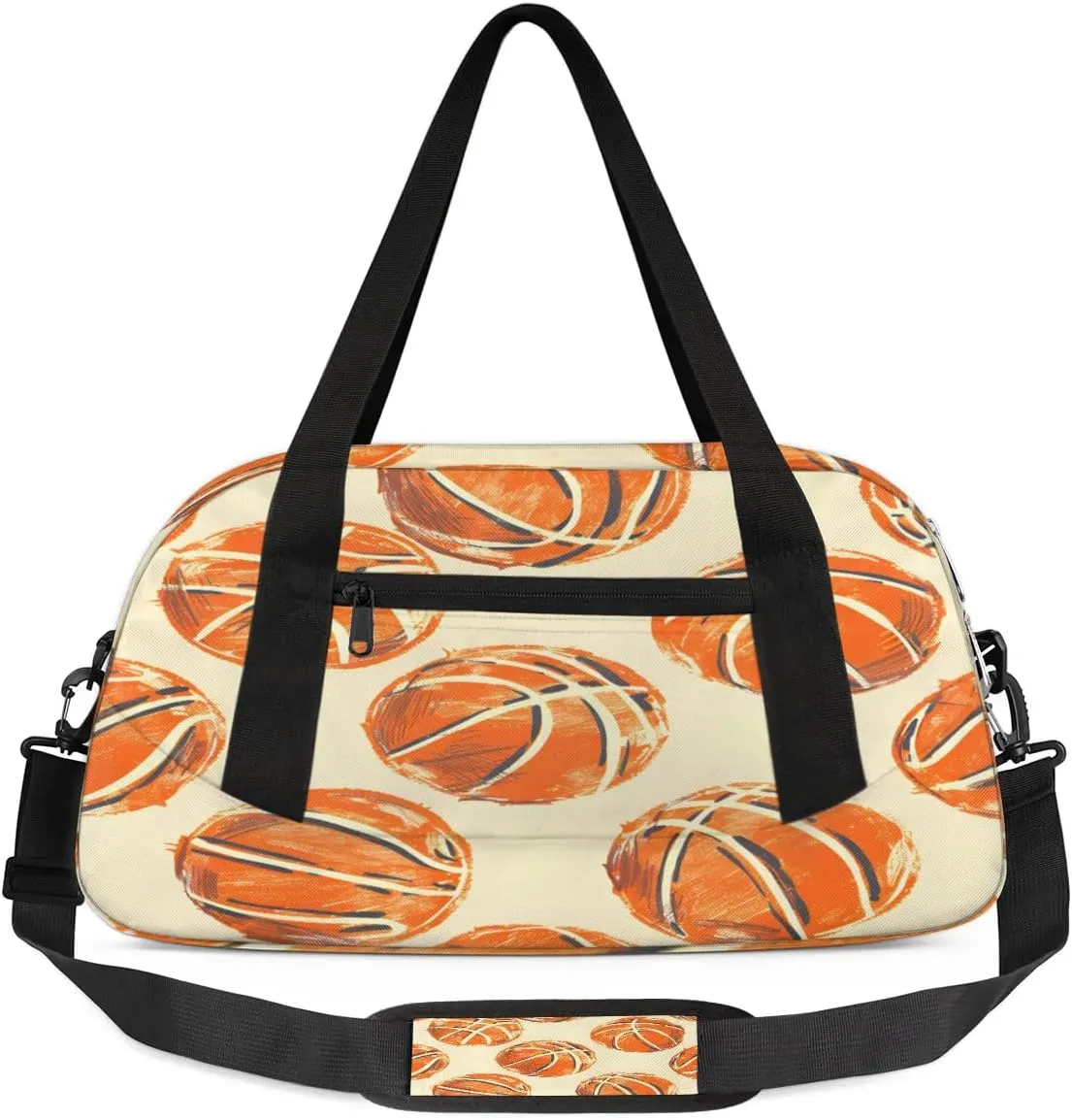Sport Duffel Bag Basketballs Printed Kids Gym Bag Weekender Overnight Bags for Boys Girls Teens Carry On Workout Travel Bag