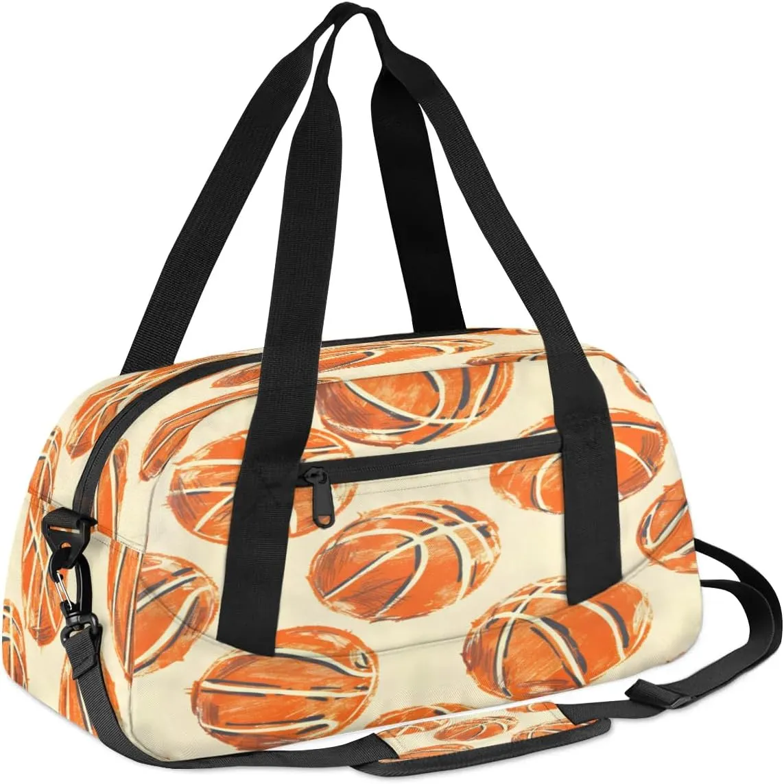 Sport Duffel Bag Basketballs Printed Kids Gym Bag Weekender Overnight Bags for Boys Girls Teens Carry On Workout Travel Bag