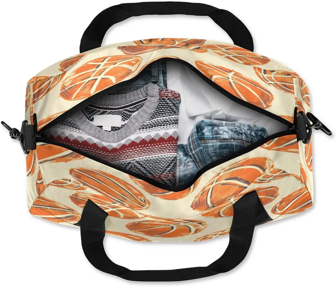 Sport Duffel Bag Basketballs Printed Kids Gym Bag Weekender Overnight Bags for Boys Girls Teens Carry On Workout Travel Bag