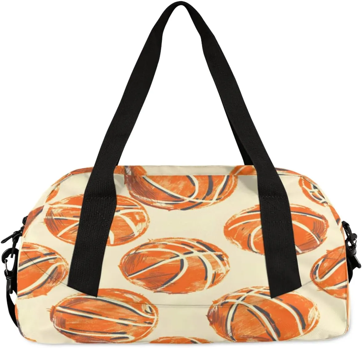 Sport Duffel Bag Basketballs Printed Kids Gym Bag Weekender Overnight Bags for Boys Girls Teens Carry On Workout Travel Bag
