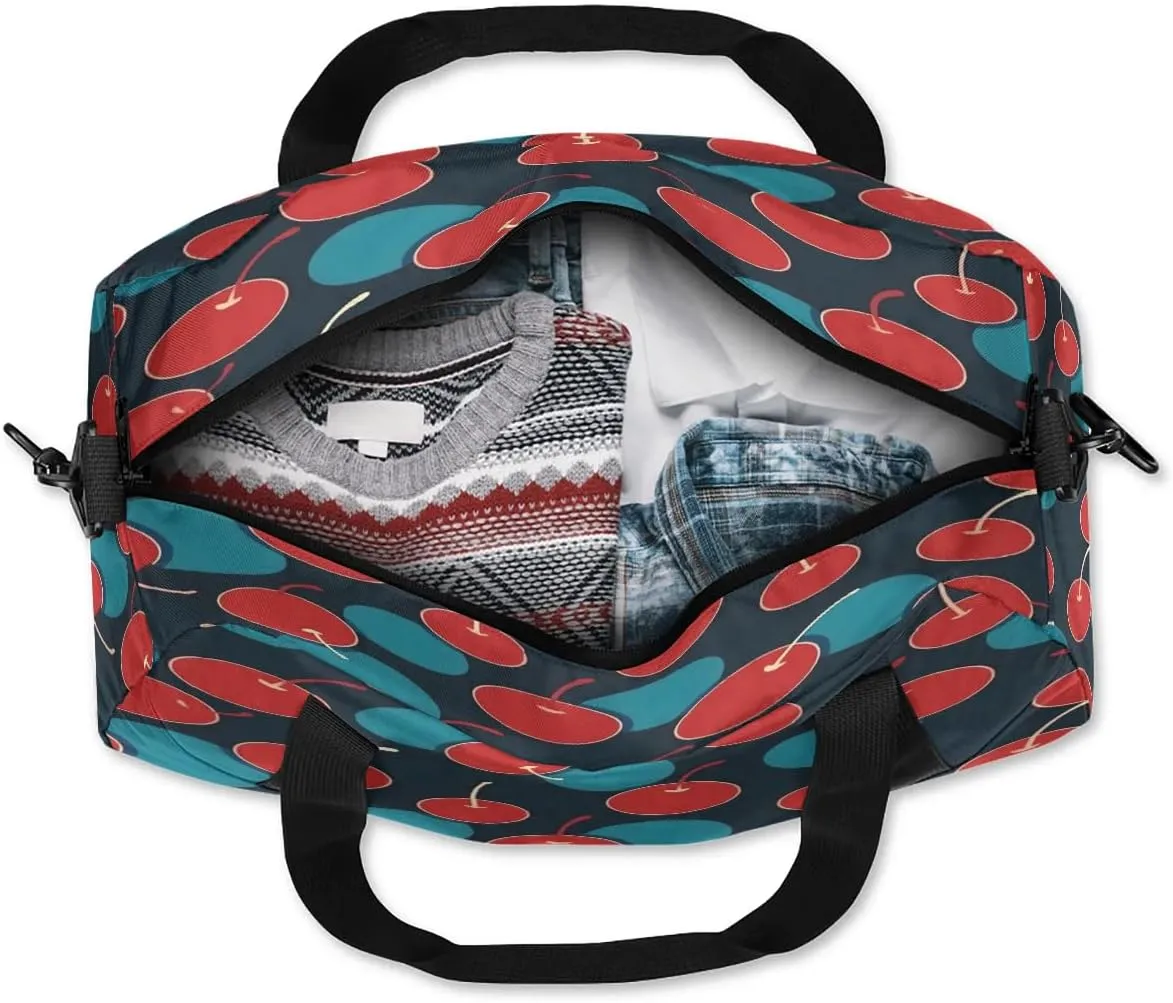 Sport Duffel Bag Cherries Printed Kids Gym Bag Weekender Overnight Bags for Boys Girls Teens Carry On Workout Travel Bag