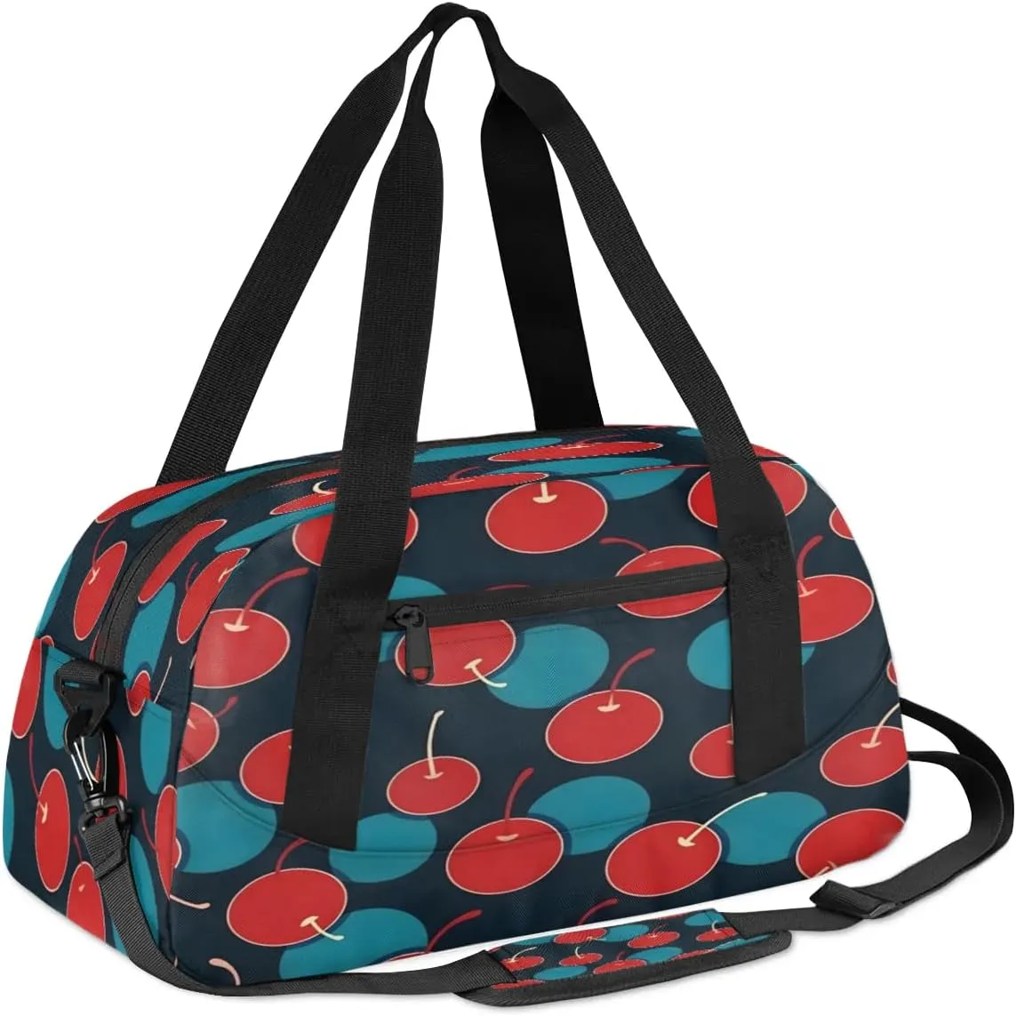 Sport Duffel Bag Cherries Printed Kids Gym Bag Weekender Overnight Bags for Boys Girls Teens Carry On Workout Travel Bag