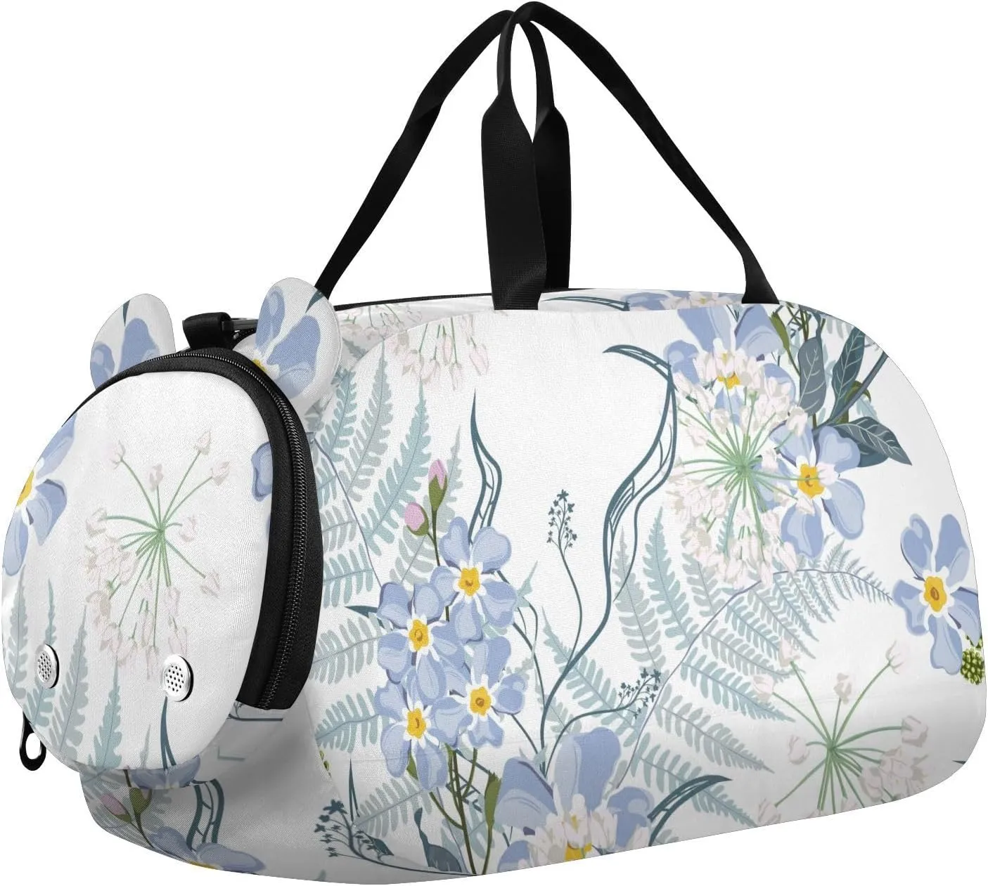 Spring Blue Forget-me-not Flowers Gym Travel Duffel Bag with Shoe Compartment for Boys Girls - Gymnastics Sports Dance Football Travel Bag Teens Weekender Sleepover