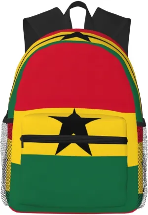 SSIMOO Flag Of Ghana Print Leisure Backpack Travel Pack For Outdoors,The Must-Have For Adventure Journey, Black, SB-122
