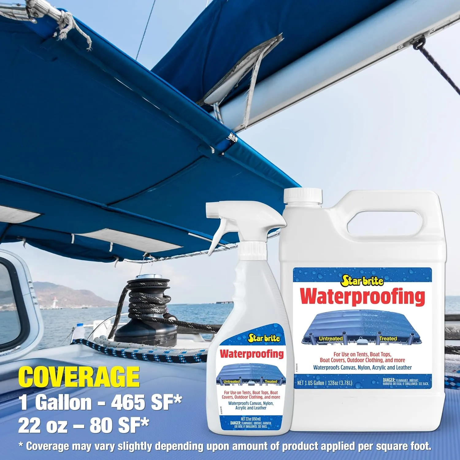 STAR BRITE Waterproofing Spray, Waterproofer   Stain Repellent   UV Protection for Boat Covers, Car Covers, Bimini Tops, Tents, Jackets, Backpacks, Boots, Awnings, Patio Covers & More