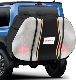 STARTWO Bike Cover for Transport On Rack, Bicycle Cover Outdoor Storage Waterproof for Transport 1 Bikes on Car Rear, with Two Elastic Straps and License Plate Window, Visible Tail Lights