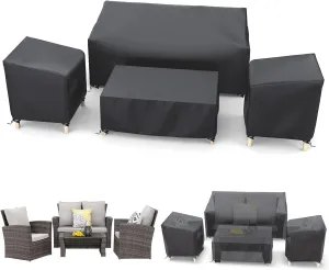 STARTWO Outdoor Patio Furniture Cover Waterproof 4-Piece Set for Chairs 32in, Loveseat 56in, Coffee Table 45in, Heavy Duty 500D, Black