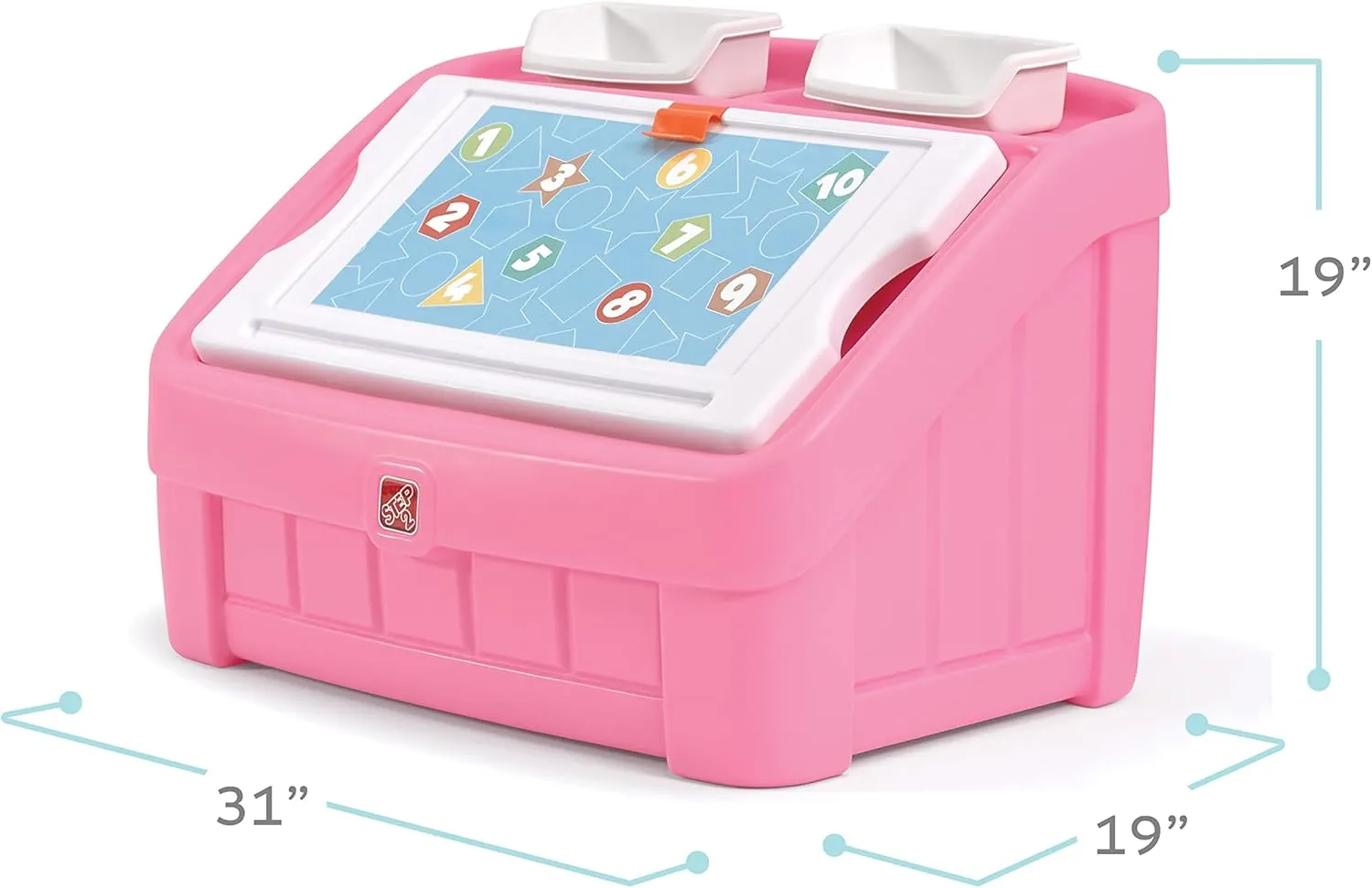 Step2 2-in-1 Toy Box & Art Lid, Kids Toy Storage Bin & Organizer, Easel & Chest in One, Made of Durable Plastic, For Toddlers 2  Years Old, Pink