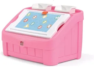 Step2 2-in-1 Toy Box & Art Lid, Kids Toy Storage Bin & Organizer, Easel & Chest in One, Made of Durable Plastic, For Toddlers 2  Years Old, Pink