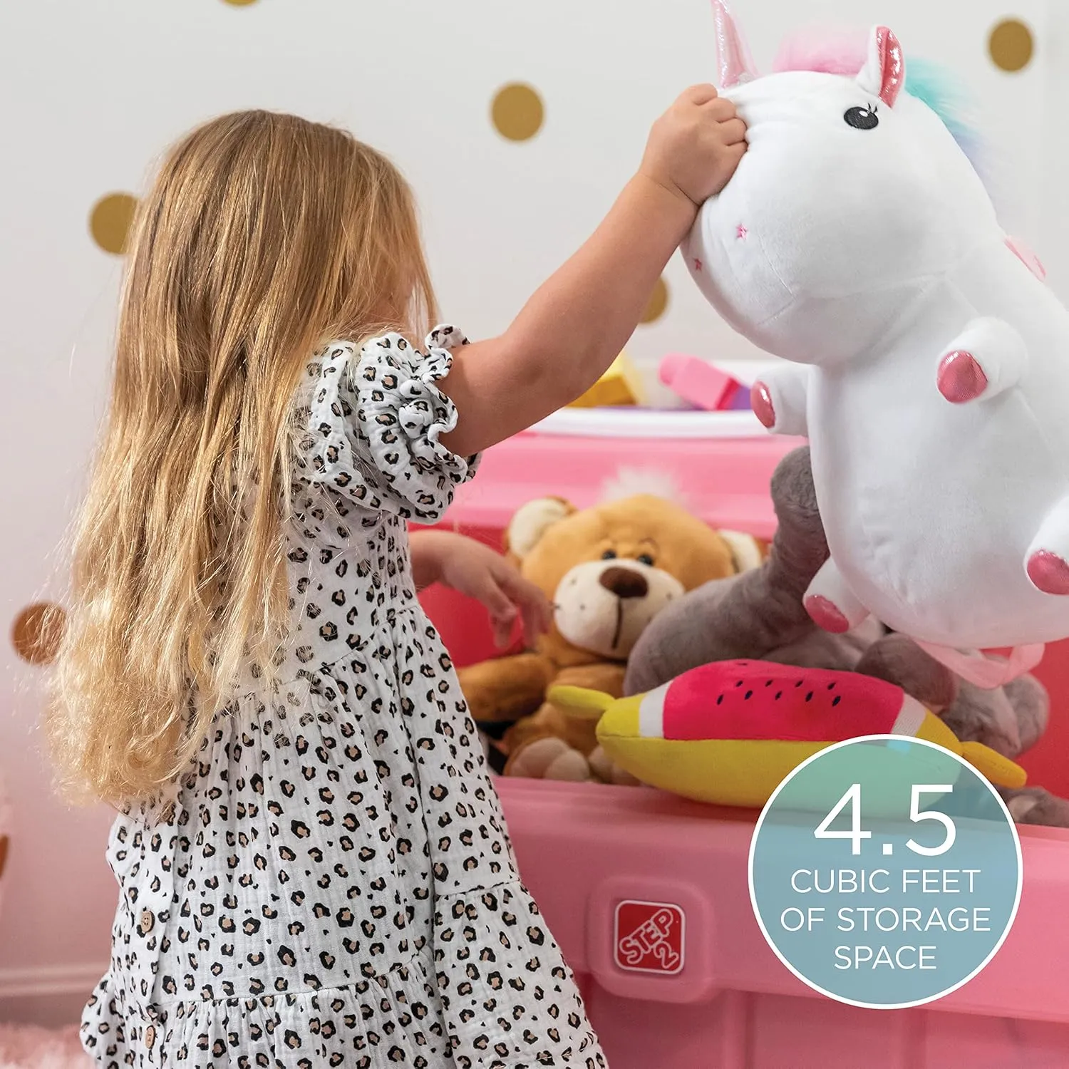 Step2 2-in-1 Toy Box & Art Lid, Kids Toy Storage Bin & Organizer, Easel & Chest in One, Made of Durable Plastic, For Toddlers 2  Years Old, Pink