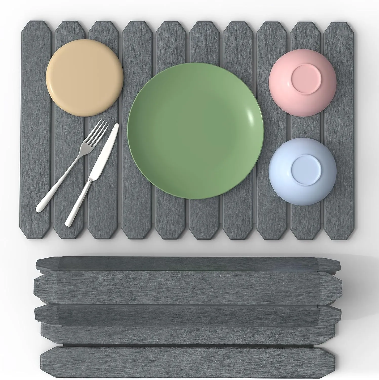 Stone Drying Mat For Kitchen Counter, Large Stone Dish Drying Mats Foldable, Quick Dry Water Absorbent Diatomaceous Earth Dishes Mat for Cups Bottles, 24" x 16", Grey