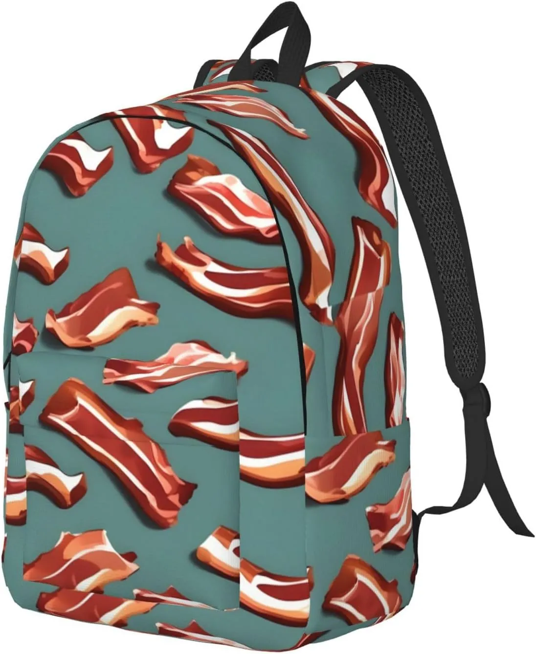 Streaky Bacon Pattern Canvas Casual Lightweight Duffel Bag, Fashion Duffel Bag, Casual Daypack, Unisex Travel Backpack