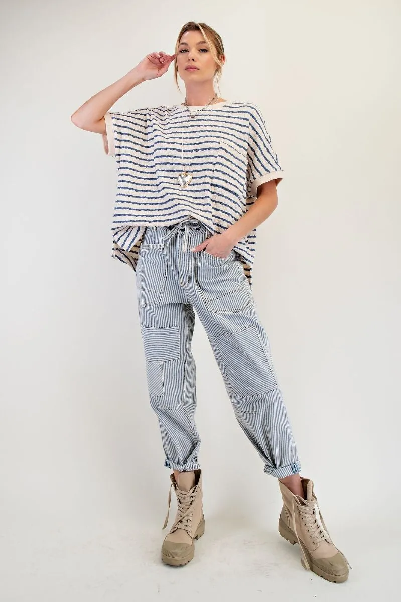 Striped Low Slung Jeans