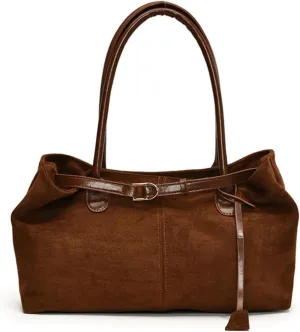 Suede Bags for Women, Suede Tote Bag Vintage Suede Satchel Top-Handle Purse Fall Shoulder Handbags
