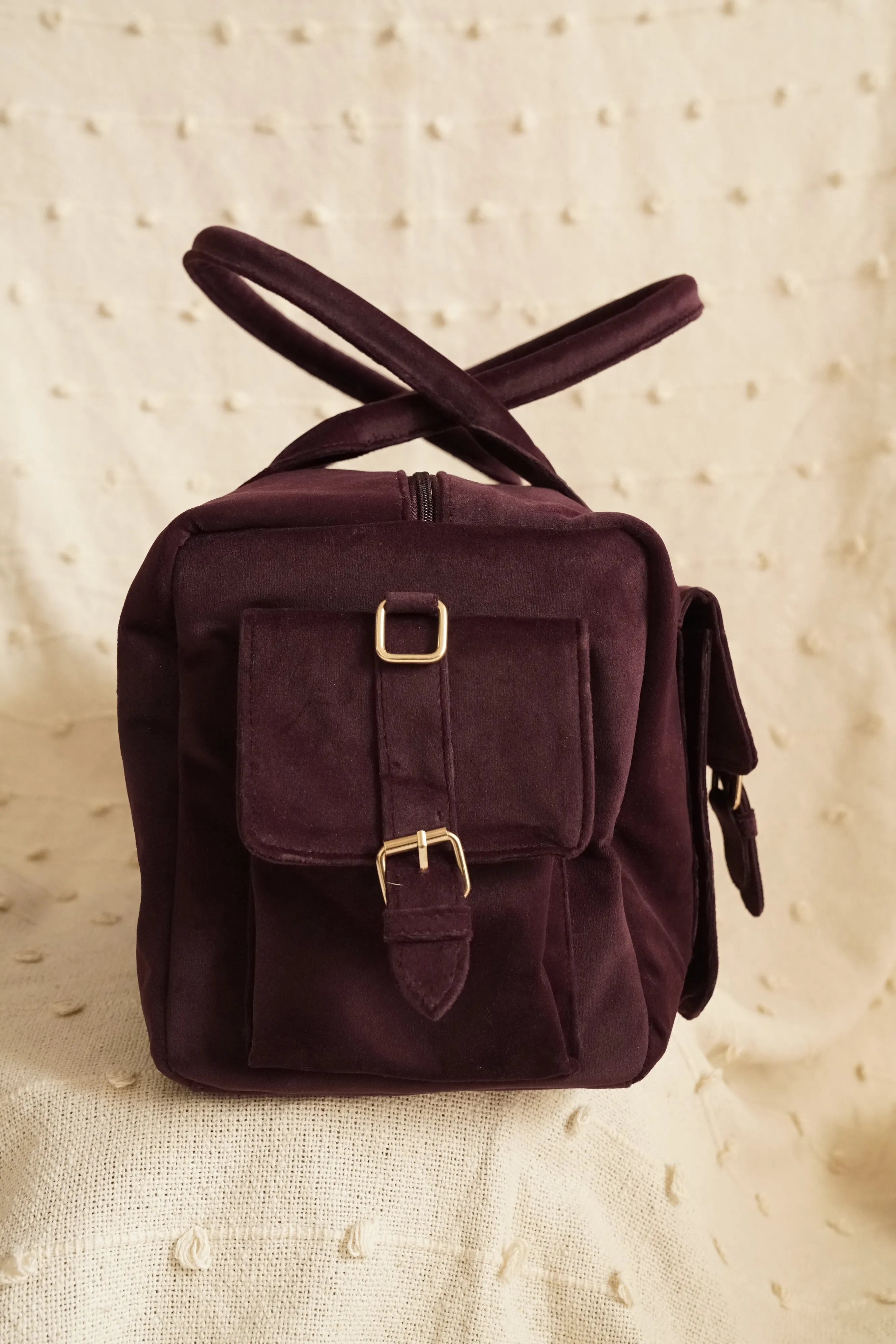 Suede duffle bag