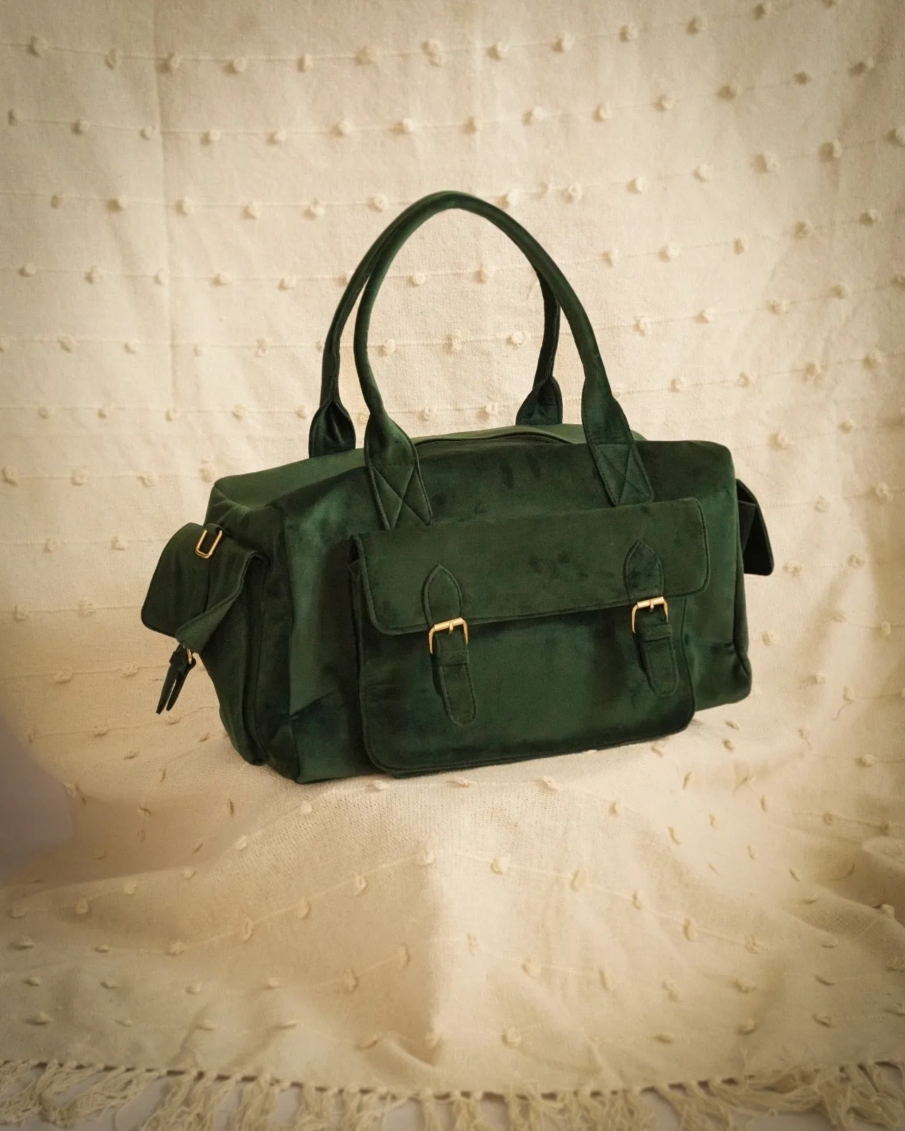 Suede duffle bag