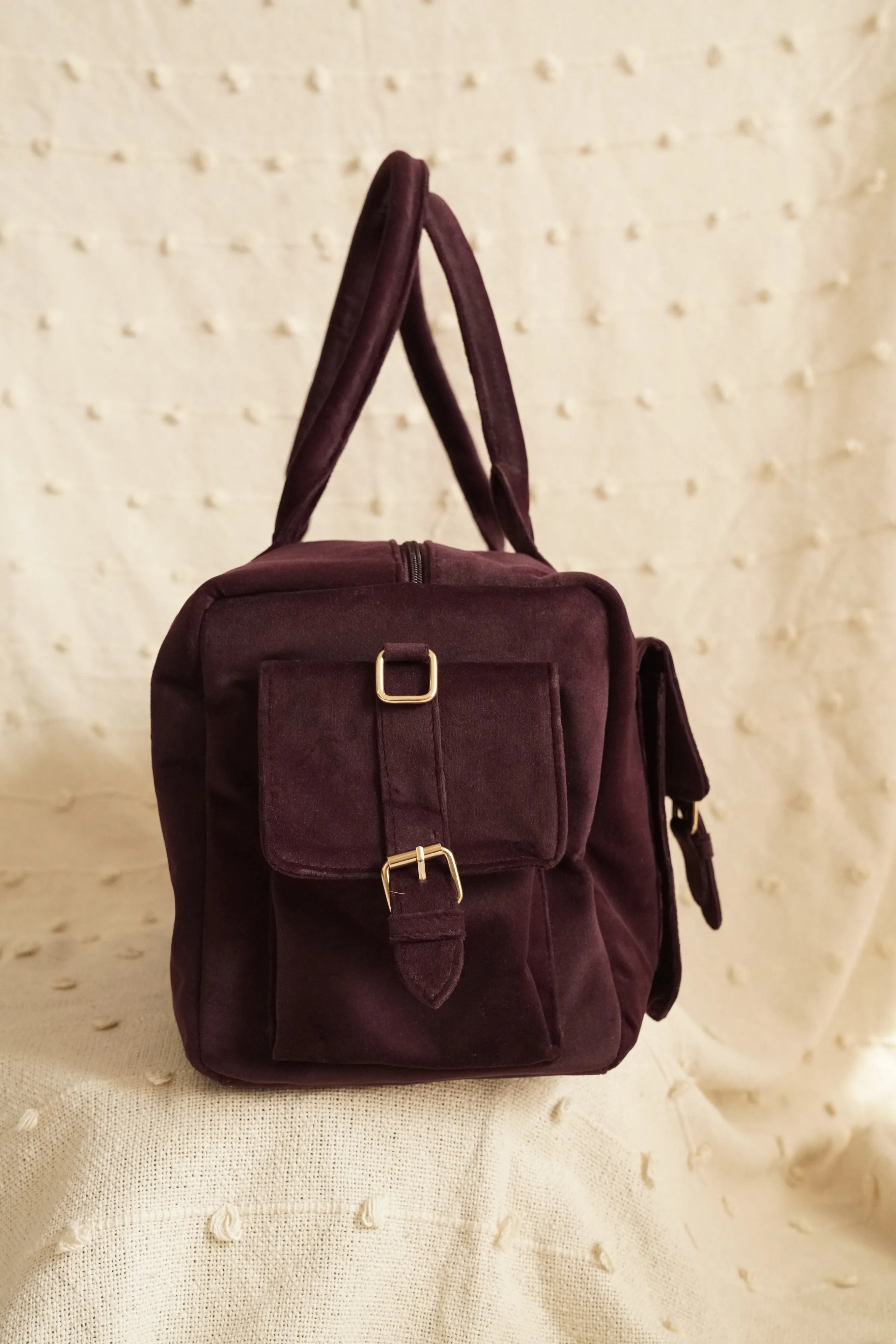 Suede duffle bag