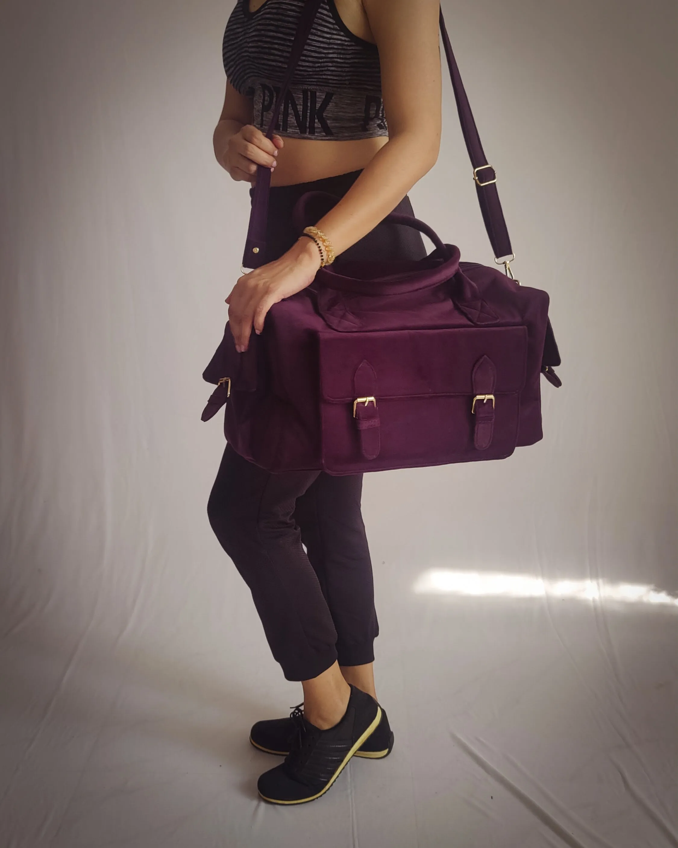 Suede duffle bag