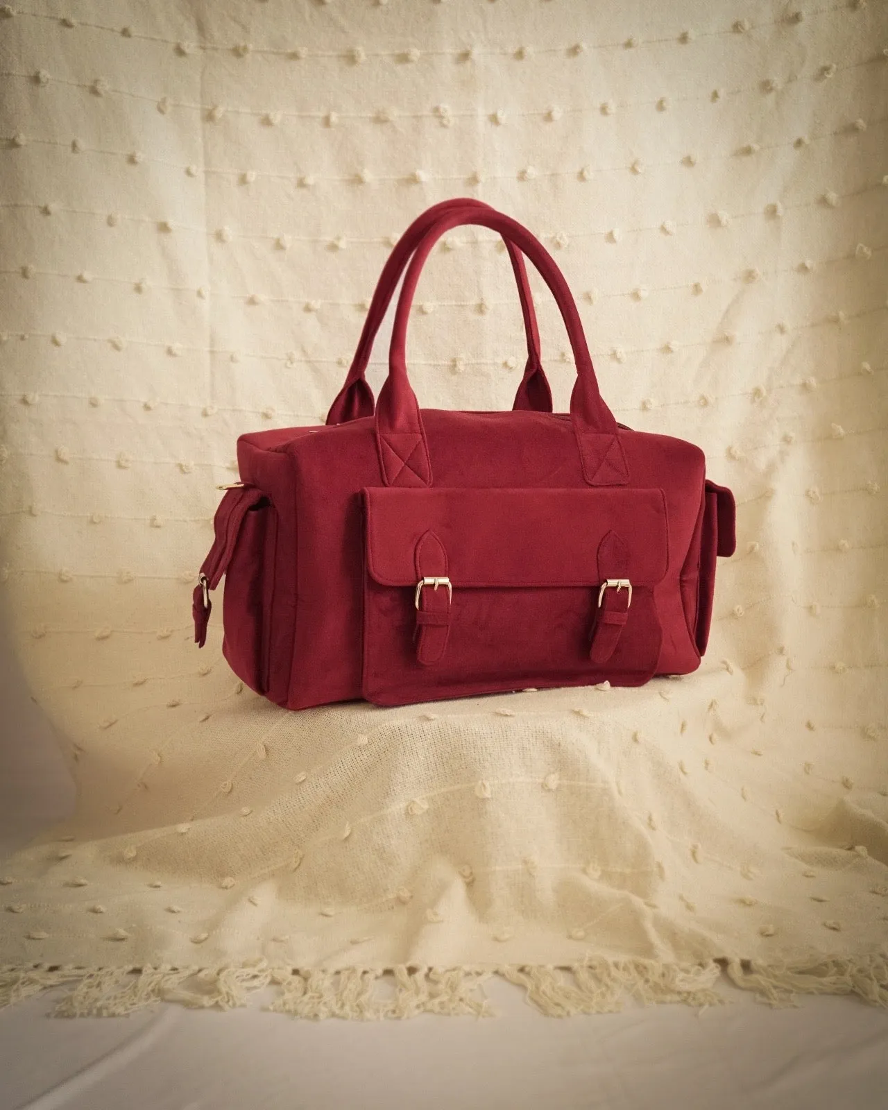 Suede duffle bag