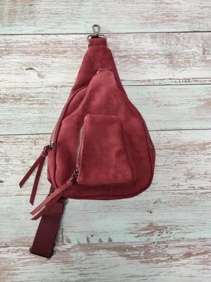 Suede Sling Bags: Brown