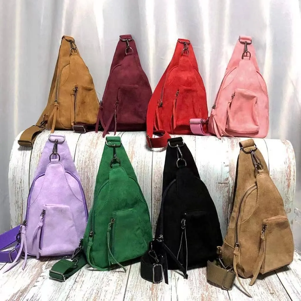 Suede Sling Bags: Brown
