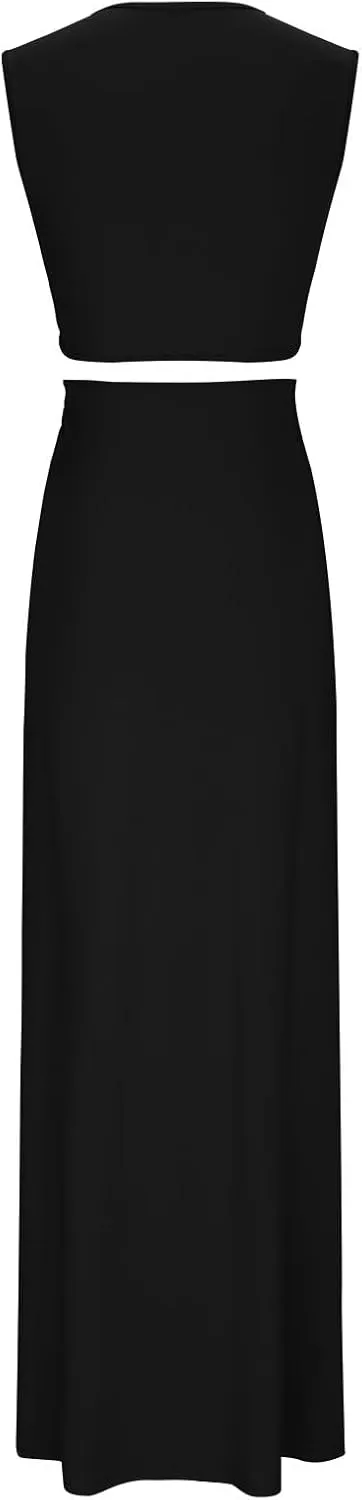 Summer Dresses for Women Casual V Neck Sleeveless Sundresses Party High Slit Cutout Tank Dress Beach Coverup Dresses