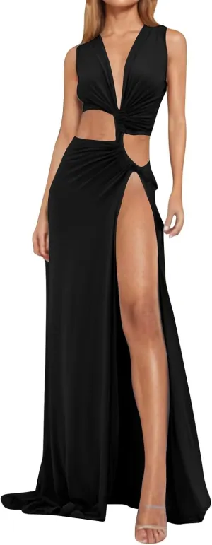 Summer Dresses for Women Casual V Neck Sleeveless Sundresses Party High Slit Cutout Tank Dress Beach Coverup Dresses