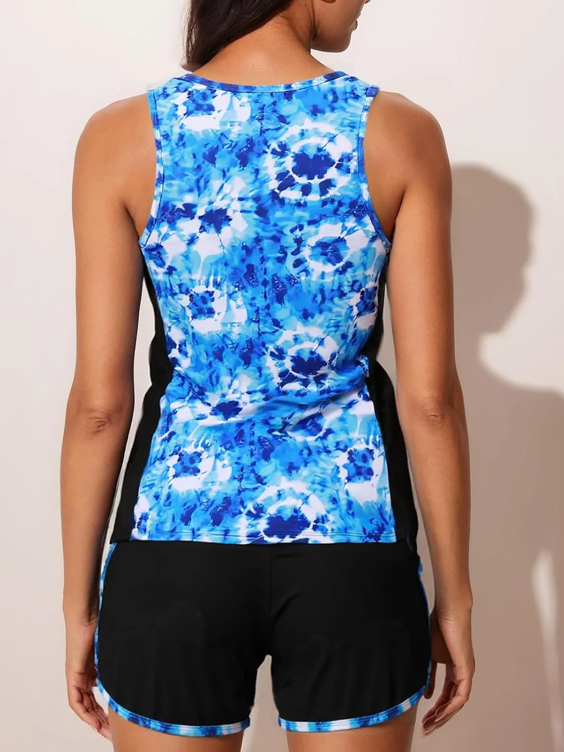 Summer Mae Blouson Tankini Swimsuits for Women 2025 Tummy Control Two Piece Bathing Suits with Sporty Pockets Swim Shorts