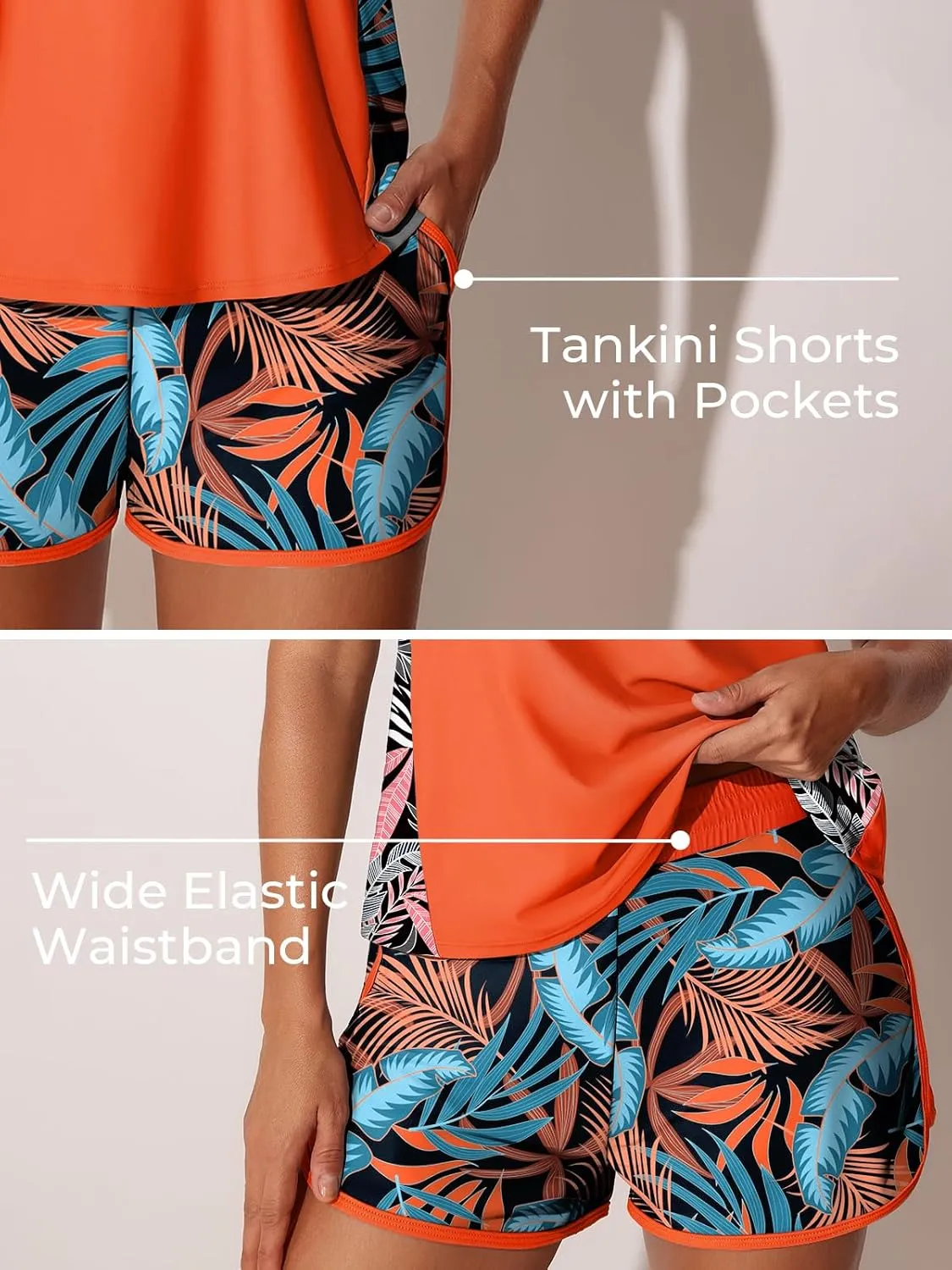 Summer Mae Blouson Tankini Swimsuits for Women 2025 Tummy Control Two Piece Bathing Suits with Sporty Pockets Swim Shorts
