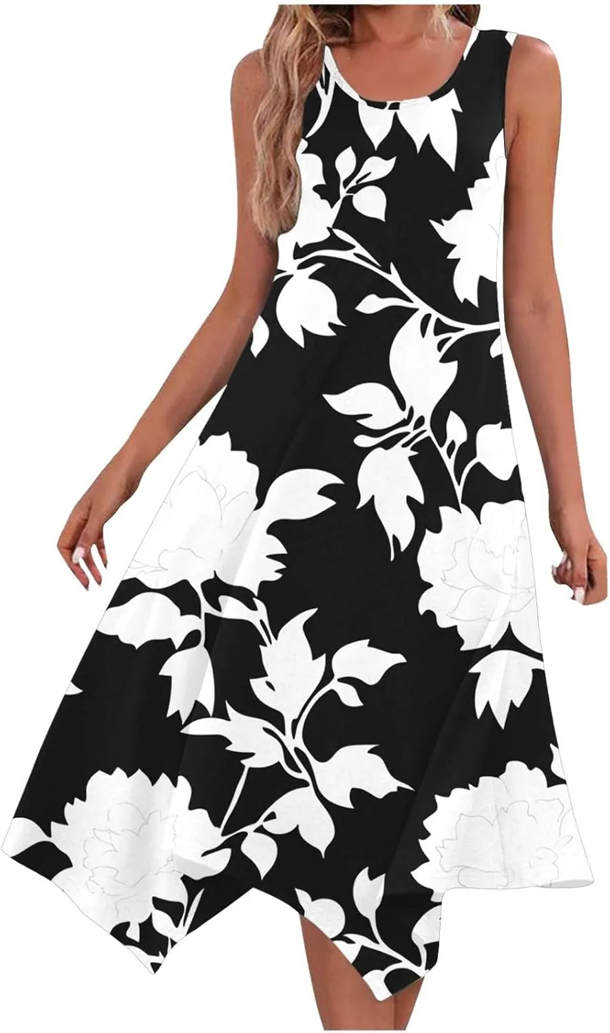 Sundress for Women Summer Casual Travel Vacation Beach Cover Ups Boho Floral Spaghetti Strap Flowy Cute Maxi Dress