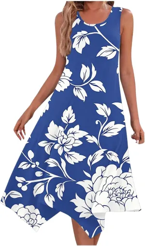 Sundress for Women Summer Casual Travel Vacation Beach Cover Ups Boho Floral Spaghetti Strap Flowy Cute Maxi Dress