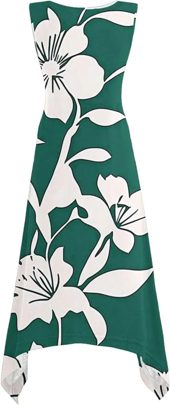 Sundress for Women Summer Casual Travel Vacation Beach Cover Ups Boho Floral Spaghetti Strap Flowy Cute Maxi Dress