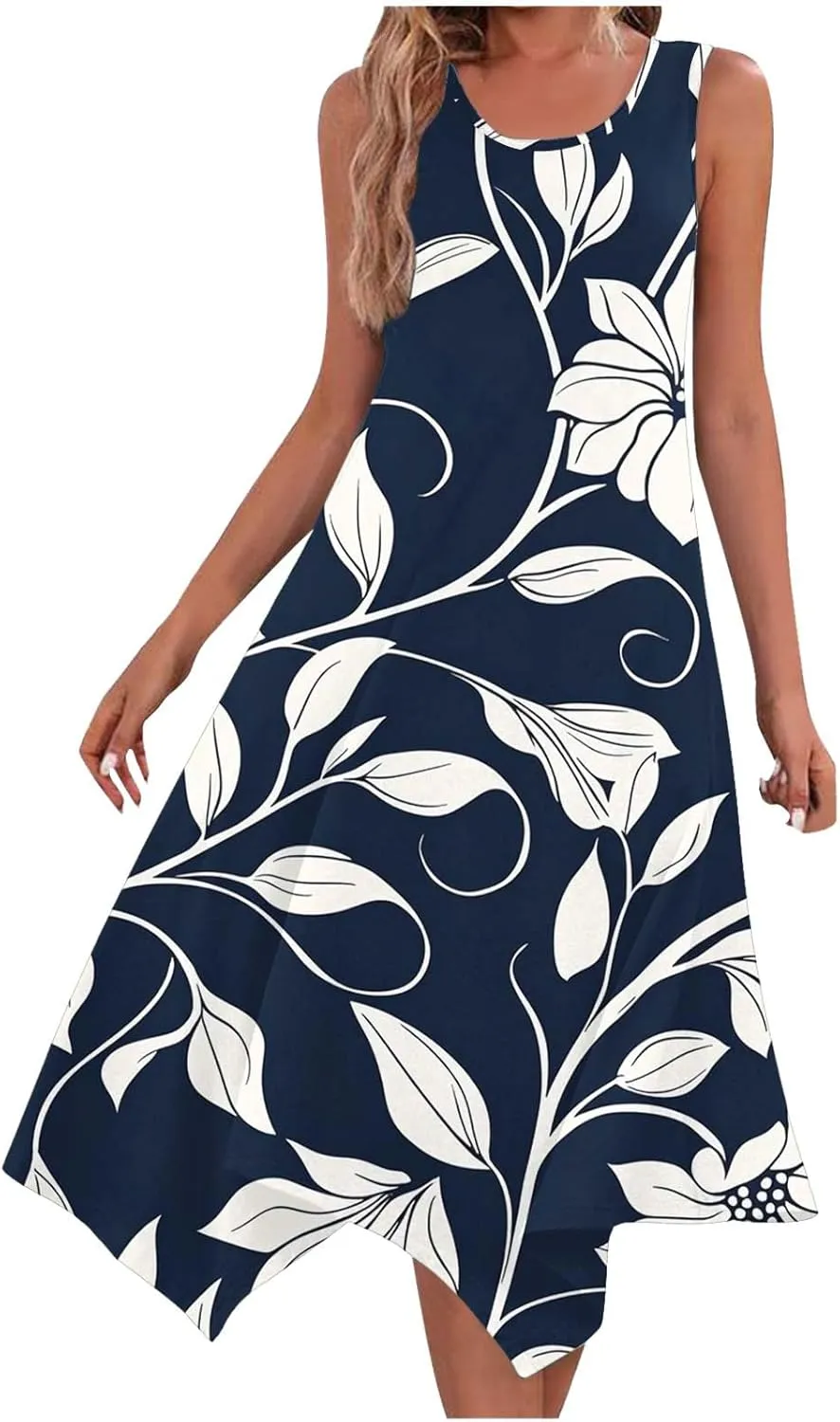 Sundress for Women Summer Casual Travel Vacation Beach Cover Ups Boho Floral Spaghetti Strap Flowy Cute Maxi Dress