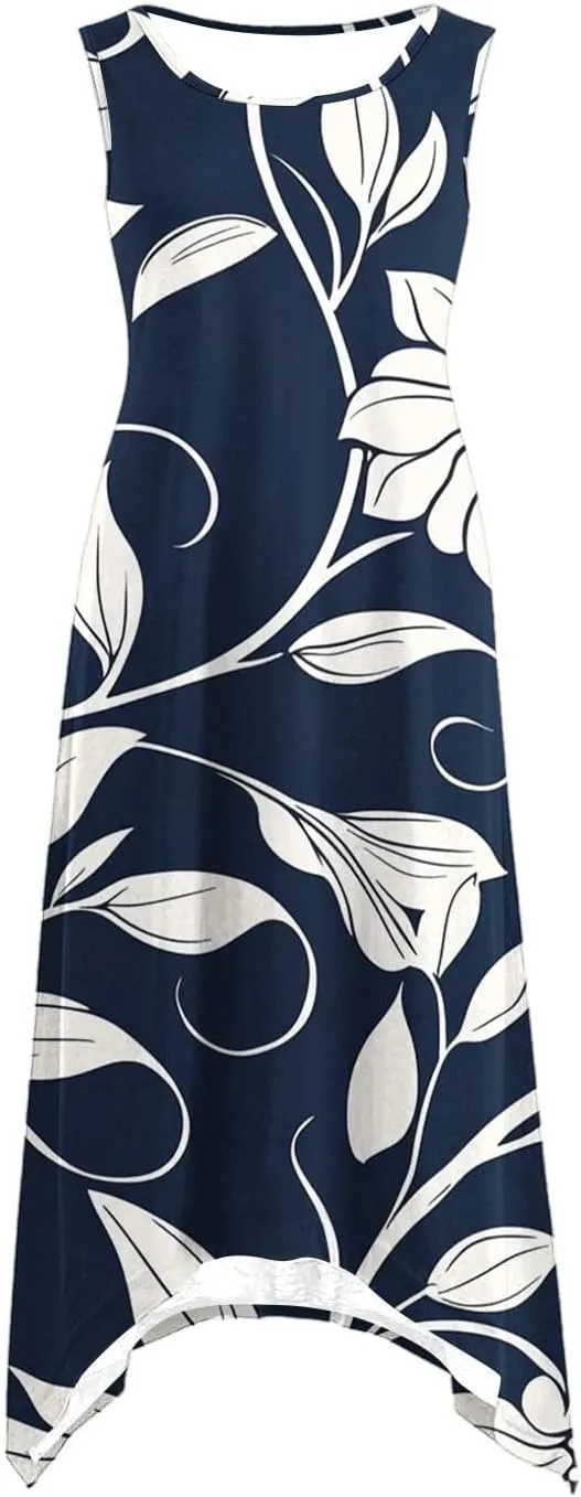 Sundress for Women Summer Casual Travel Vacation Beach Cover Ups Boho Floral Spaghetti Strap Flowy Cute Maxi Dress