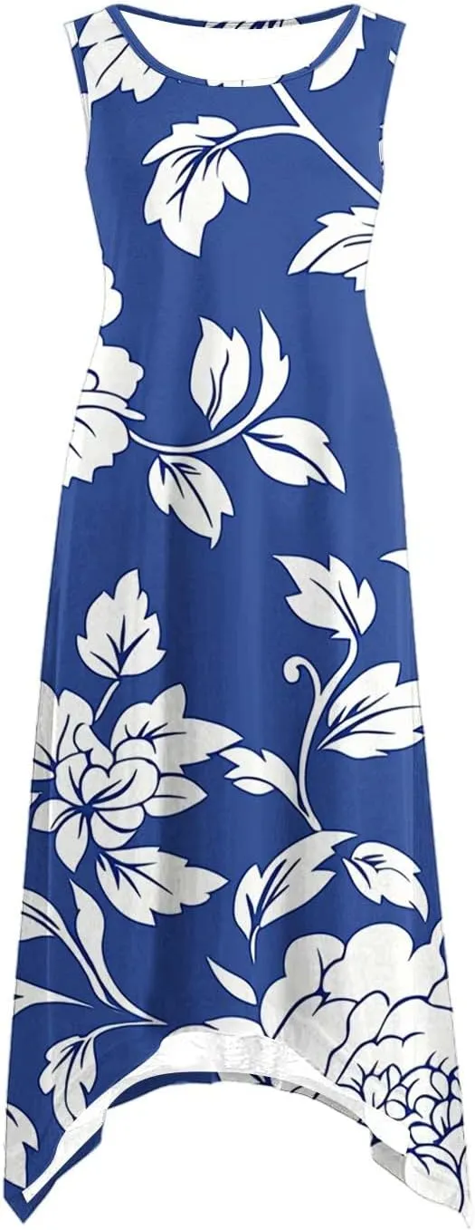 Sundress for Women Summer Casual Travel Vacation Beach Cover Ups Boho Floral Spaghetti Strap Flowy Cute Maxi Dress