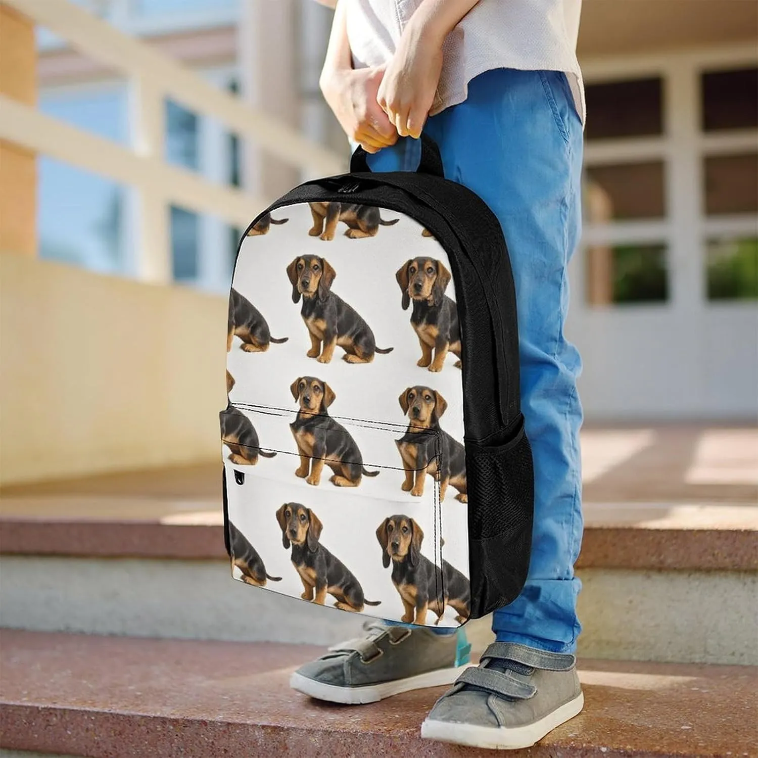 Supdreamc Lightweight Daypack for Camping Business Walking Cycling - Large Capacity Anti-Theft Multipurpose Bookbag, Crazy Pet Dog Art Gym Outdoor Hiking Backpack