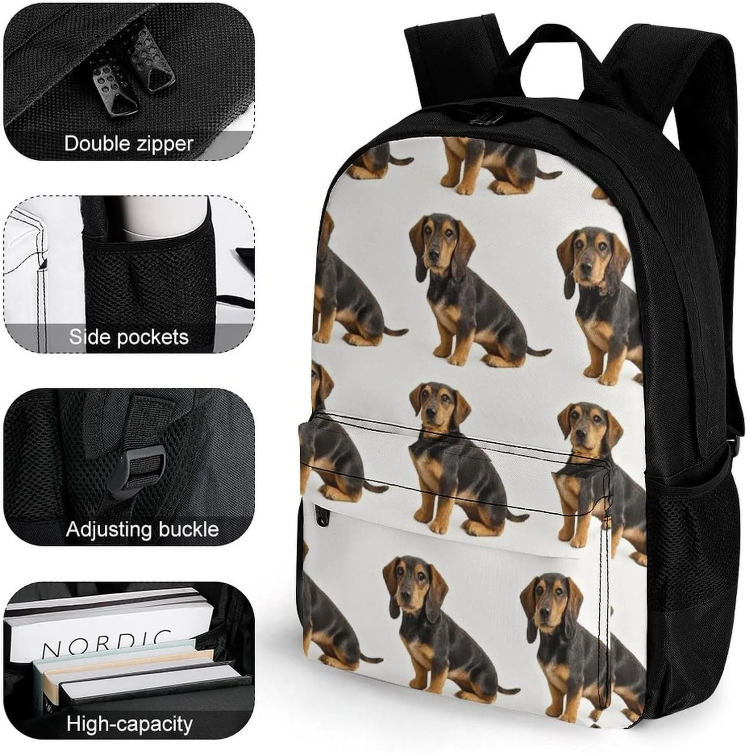 Supdreamc Lightweight Daypack for Camping Business Walking Cycling - Large Capacity Anti-Theft Multipurpose Bookbag, Crazy Pet Dog Art Gym Outdoor Hiking Backpack