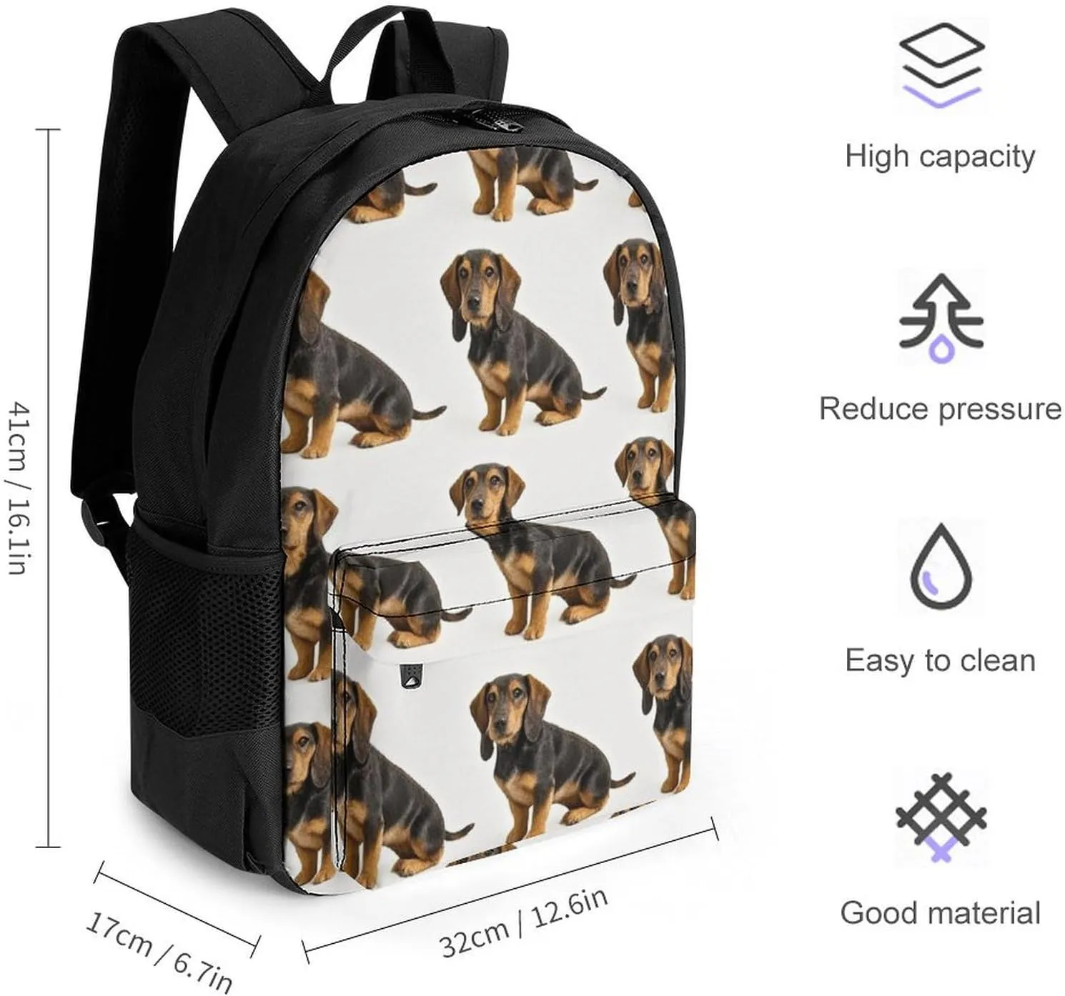 Supdreamc Lightweight Daypack for Camping Business Walking Cycling - Large Capacity Anti-Theft Multipurpose Bookbag, Crazy Pet Dog Art Gym Outdoor Hiking Backpack