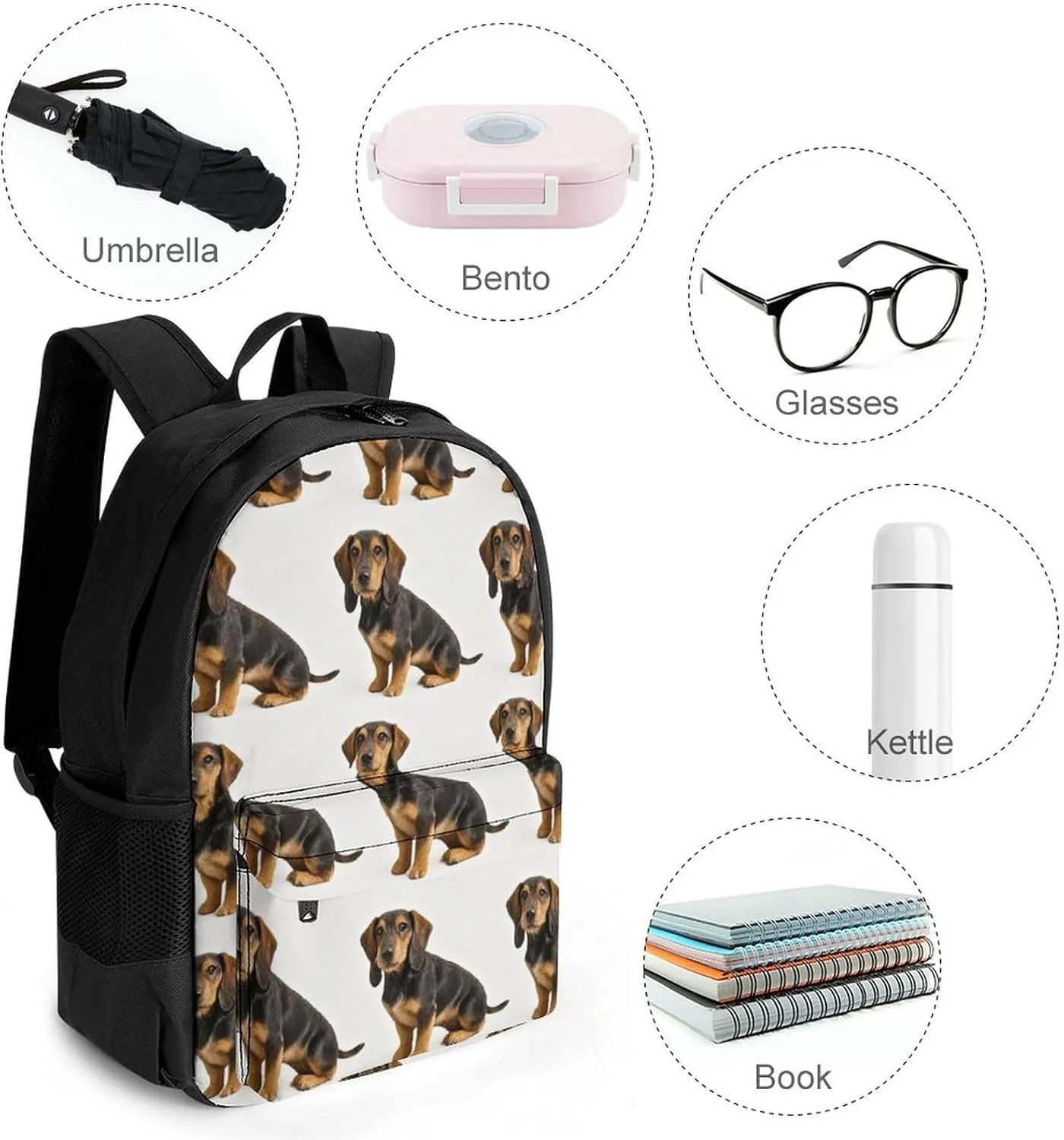 Supdreamc Lightweight Daypack for Camping Business Walking Cycling - Large Capacity Anti-Theft Multipurpose Bookbag, Crazy Pet Dog Art Gym Outdoor Hiking Backpack