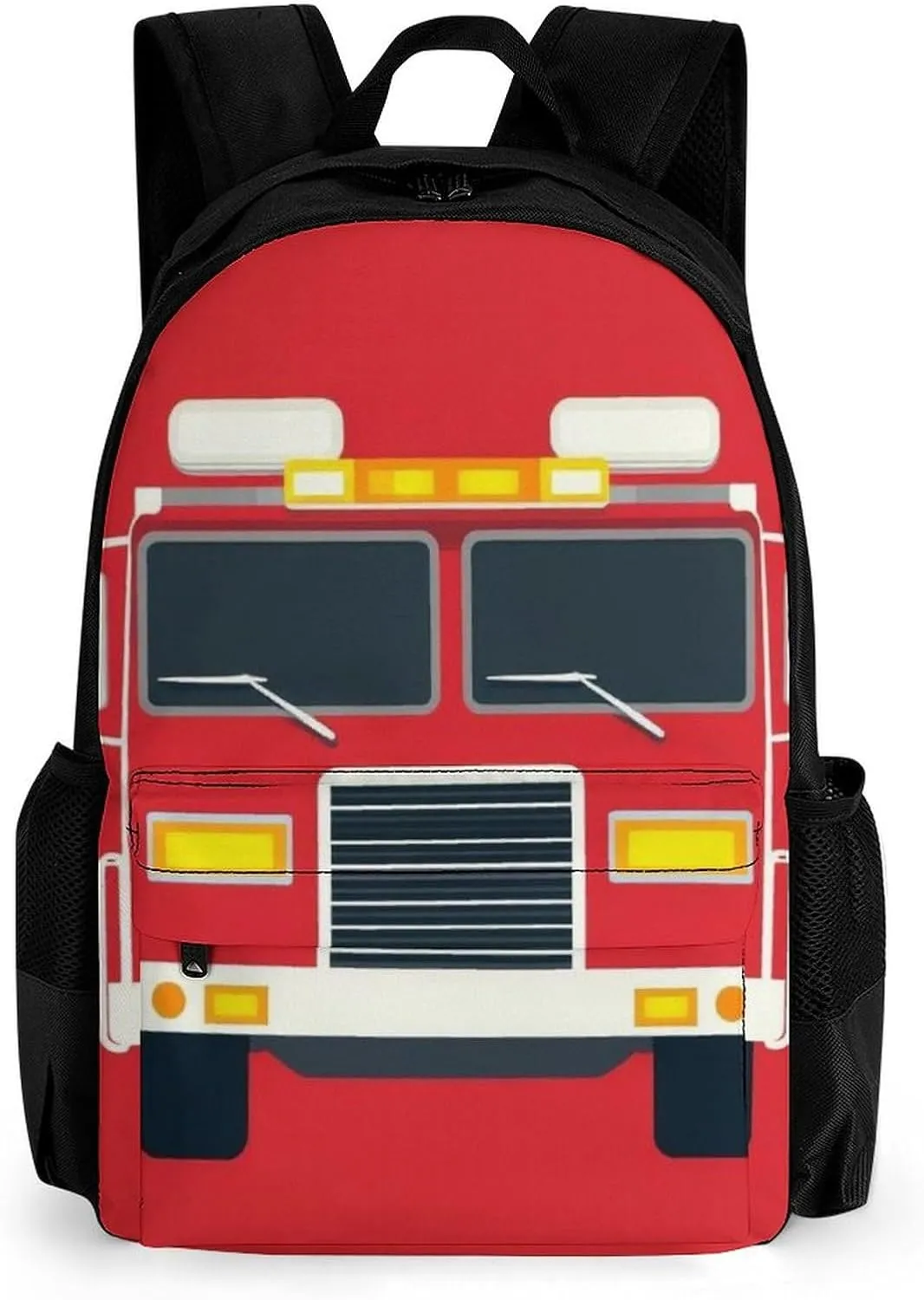 Supdreamc Lightweight Daypack for Camping Business Walking Cycling - Large Capacity Anti-Theft Multipurpose Bookbag, Cute Cartoon Fire Truck Print Gym Outdoor Hiking Backpack