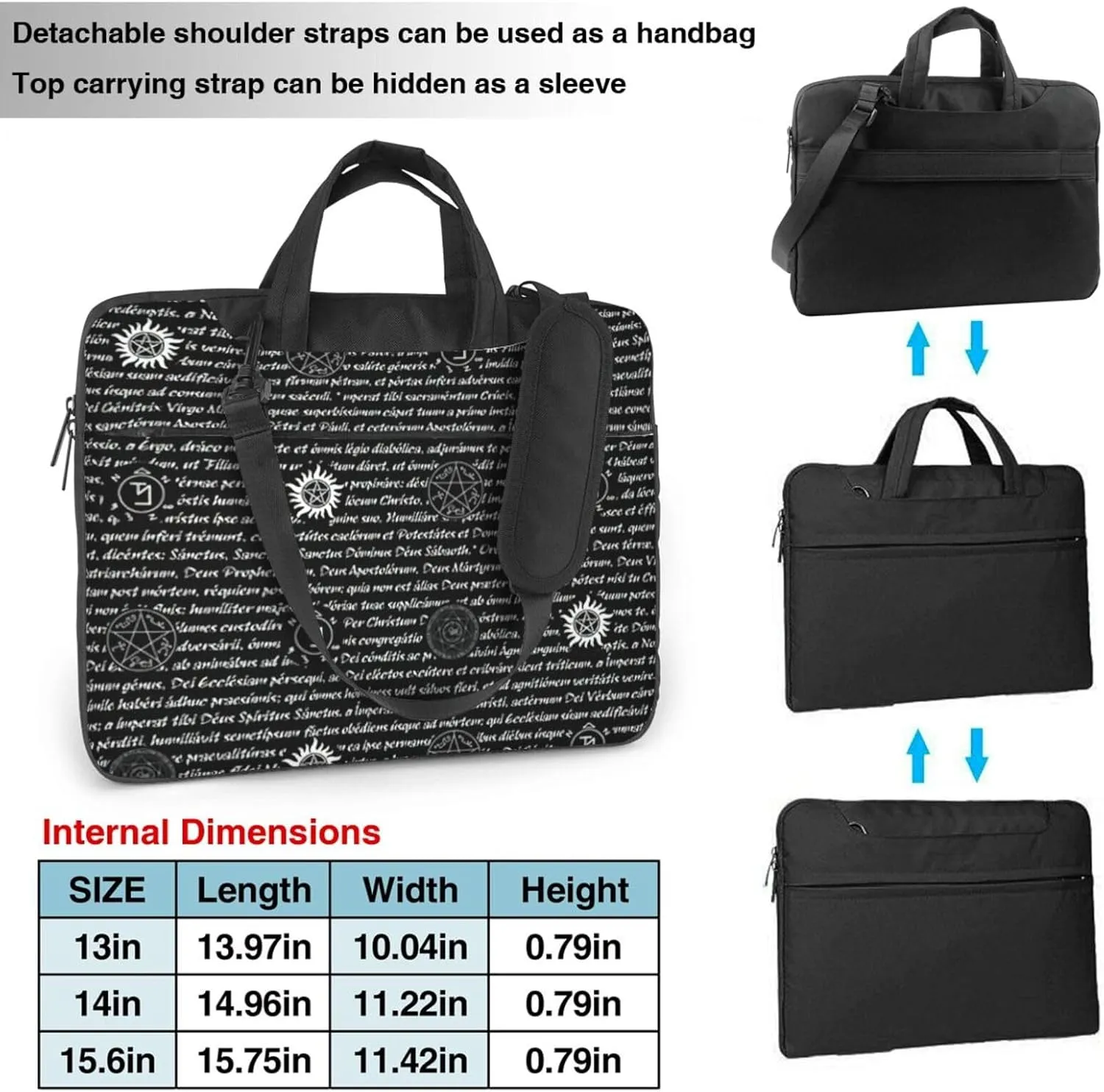 Supernatural Inspiration Print Laptop Bag,Can Use It Freely As A Shoulder Bag,Crossbody Bag,And Briefcase