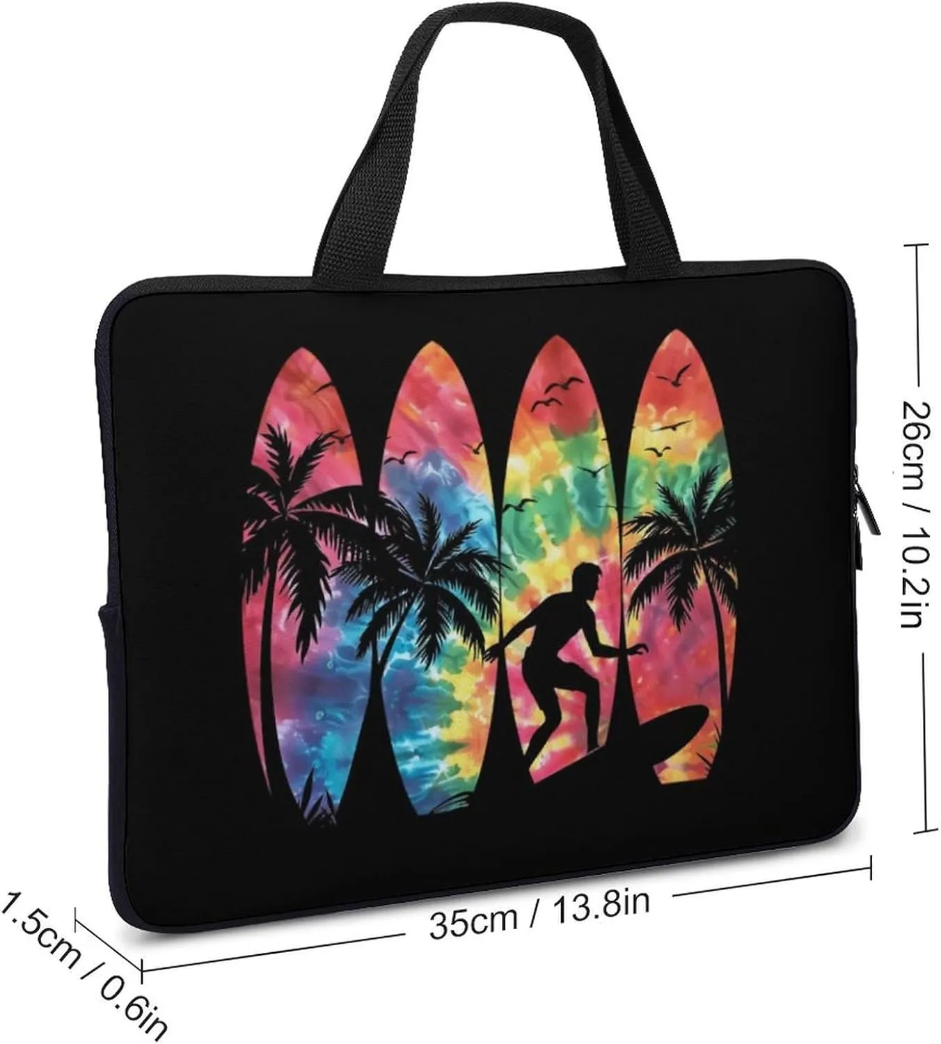 Surfboard Vintage Surfing Laptop Bag Laptop Case Computer Messenger Bag with Adjustable Shoulder Strap