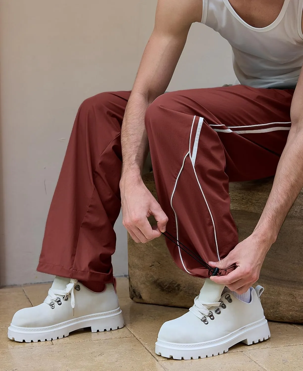 Susclude Mens Baggy Sweatpants Wide Leg Y2k Elastic Waist Track Pants Vintage Summer Vacation Casual Pants 2025 Streetwear