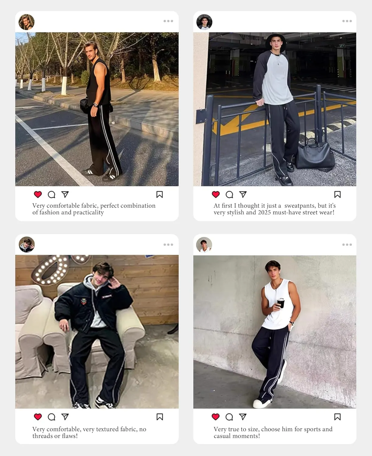 Susclude Mens Baggy Sweatpants Wide Leg Y2k Elastic Waist Track Pants Vintage Summer Vacation Casual Pants 2025 Streetwear