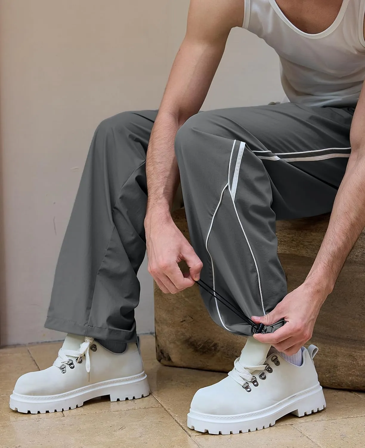 Susclude Mens Baggy Sweatpants Wide Leg Y2k Elastic Waist Track Pants Vintage Summer Vacation Casual Pants 2025 Streetwear