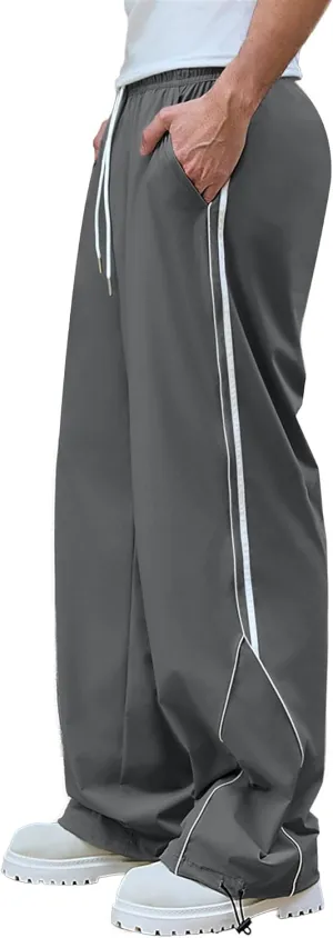 Susclude Mens Baggy Sweatpants Wide Leg Y2k Elastic Waist Track Pants Vintage Summer Vacation Casual Pants 2025 Streetwear
